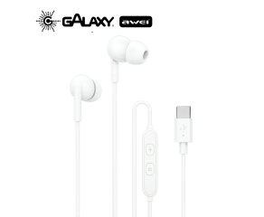 FONE DE OUVIDO COM FIO AWEI PC-25T TYPE-C BRANCO