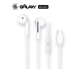 FONE DE OUVIDO COM FIO AWEI PC-7T TYPE-C BRANCO
