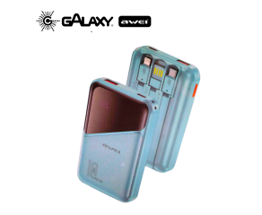 POWER BANK AWEI P64K 22,5W COM PROTEÇÃO ANTI-CURTO 10000MAH AZUL