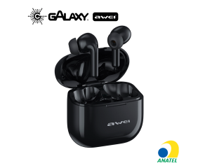 FONE DE OUVIDO BLUETOOTH INTRA-AURICULAR 5.3 AWEI T1 PRO MODO GAMER E IPX6 PRETO