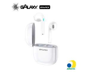 FONE DE OUVIDO BLUETOOTH AWEI T28 TWS AURICULAR RESISTENTE À ÁGUA IPX4 BRANCO