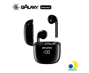 FONE DE OUVIDO BLUETOOTH AWEI T28P AURICULAR RESISTENTE À ÁGUA IPX4 PRETO