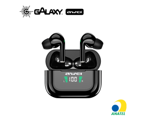 FONE DE OUVIDO BLUETOOTH AWEI T29P TWS INTRA-AURICULAR RESISTENTE À ÁGUA IPX6 PRETO