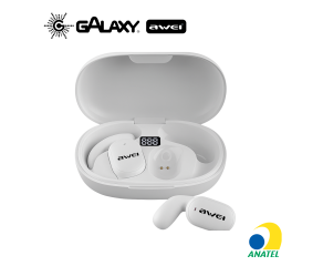 FONE DE OUVIDO BLUETOOTH 5.3 AWEI T80 BATERIA DE LONGA DURAÇÃO OFF WHITE